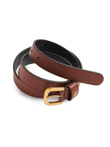 Valentino Garavani Men's VLogo Signature Belt in Shiny Calfskin 25MM - Deep Caramel - Size 46 | Thumbnail 2 Valentino Garavani Men's VLogo Signature Belt in Shiny Calfskin 25MM - Deep Caramel - Size 46 | Thumbnail 2