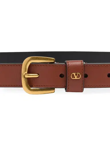 Valentino Garavani Men's VLogo Signature Belt in Shiny Calfskin 25MM - Deep Caramel - Size 46 | Thumbnail 3 Valentino Garavani Men's VLogo Signature Belt in Shiny Calfskin 25MM - Deep Caramel - Size 46 | Thumbnail 3