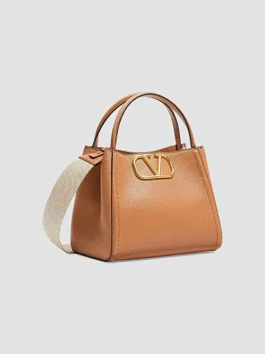 Valentino Garavani Women's Alltime Medium Handbag in Grainy Calfskin - Brown | Thumbnail 2
