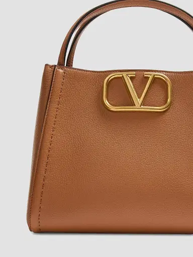 Valentino Garavani Women's Alltime Medium Handbag in Grainy Calfskin - Brown | Thumbnail 6