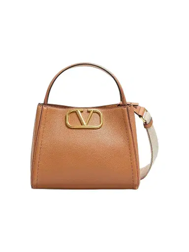 Valentino Garavani Women's Alltime Medium Handbag in Grainy Calfskin - Brown | Thumbnail 1