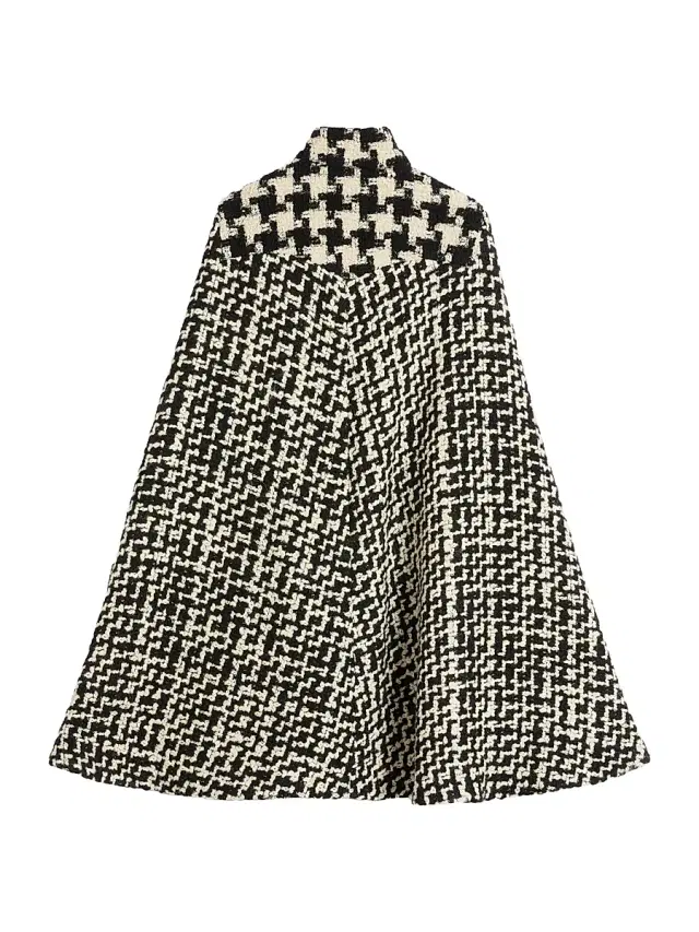 Valentino Garavani Women's Geometric Tweed Cape -  Black