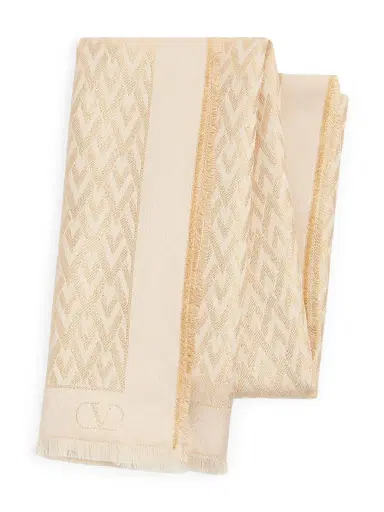 Valentino Garavani Women's Toute La V Stole in Silk, Viscose and Cashmere | Thumbnail 3