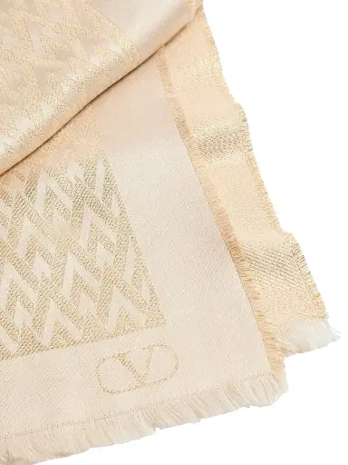 Valentino Garavani Women's Toute La V Stole in Silk, Viscose and Cashmere | Thumbnail 4