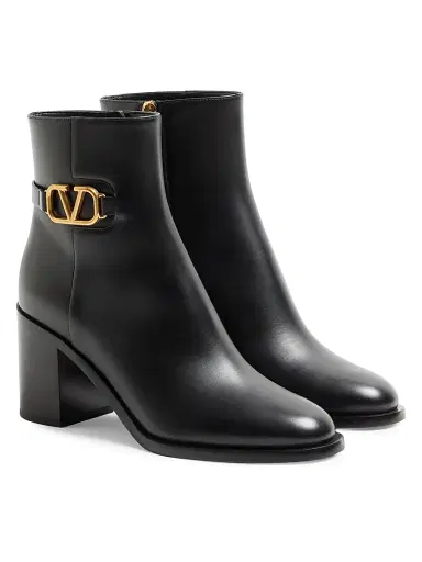 Valentino Garavani Women's VLogo Signature Calfskin Ankle Boots - Black - Size 9.5 | Thumbnail 2