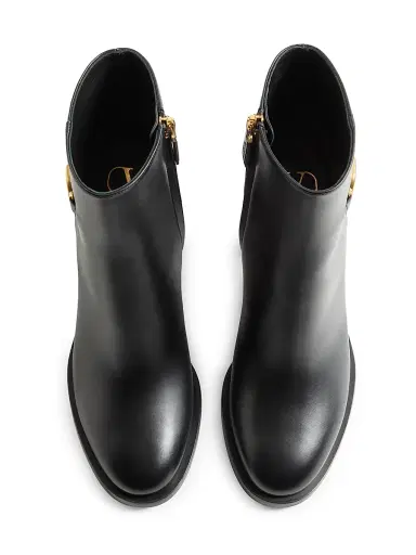Valentino Garavani Women's VLogo Signature Calfskin Ankle Boots - Black - Size 9.5 | Thumbnail 4