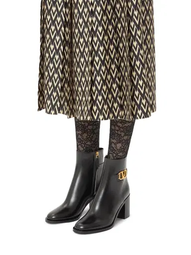 Valentino Garavani Women's VLogo Signature Calfskin Ankle Boots - Black - Size 9.5 | Thumbnail 7