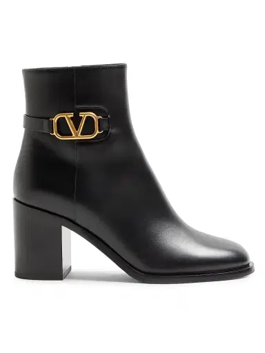 Valentino Garavani Women's VLogo Signature Calfskin Ankle Boots - Black - Size 9.5 | Thumbnail 1