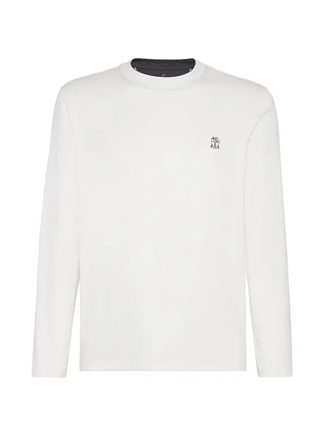 Men's Cotton Jersey Long Sleeve Crewneck T Shirt - Off White