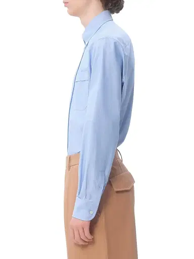 Valentino Garavani Men's VLogo Embroidered Cotton Shirt - Sky Blue - Size 17 | Thumbnail 3