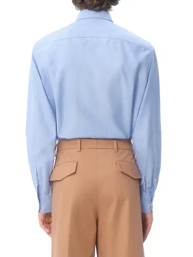 Valentino Garavani Men's VLogo Embroidered Cotton Shirt - Sky Blue - Size 17 | Thumbnail 4