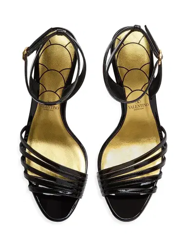 Valentino Garavani Women's Ladycrush 8MM Patent Leather Sandals with Crystals - Black | Thumbnail 3