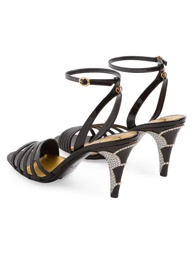 Valentino Garavani Women's Ladycrush 8MM Patent Leather Sandals with Crystals - Black | Thumbnail 4