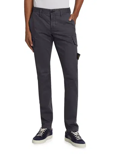 Stone Island Men's Cotton Skinny Cargo Trousers - Navy Blue - Size 40 | Thumbnail 3