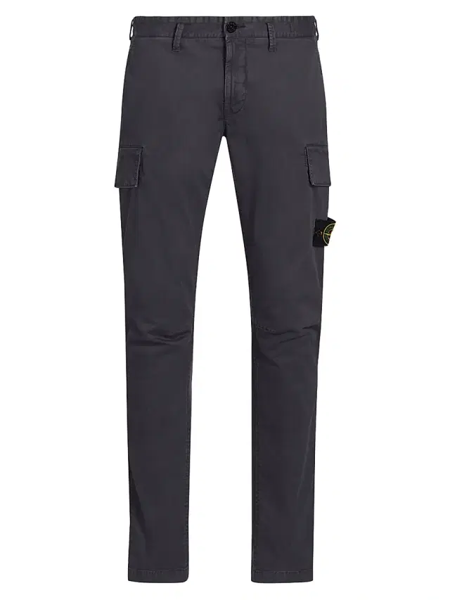 Men's Cotton Skinny Cargo Trousers - Navy Blue