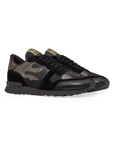Valentino Garavani Men's Rockrunner Camouflage Noir Metallic Sneakers - Black Multi - Size 8.5 | Thumbnail 2
