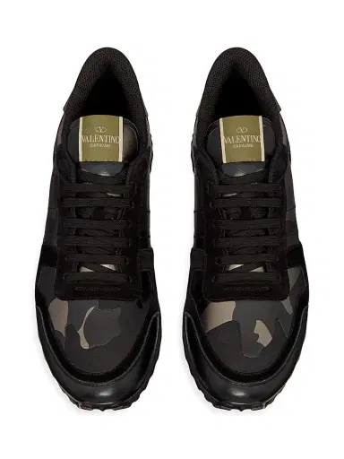 Valentino Garavani Men's Rockrunner Camouflage Noir Metallic Sneakers - Black Multi - Size 8.5 | Thumbnail 4