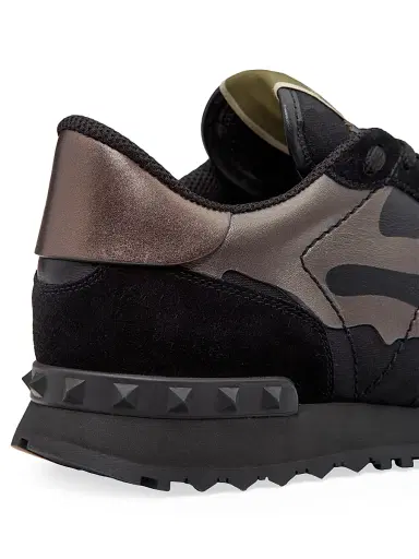 Valentino Garavani Men's Rockrunner Camouflage Noir Metallic Sneakers - Black Multi - Size 8.5 | Thumbnail 5