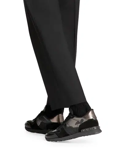 Valentino Garavani Men's Rockrunner Camouflage Noir Metallic Sneakers - Black Multi - Size 8.5 | Thumbnail 6