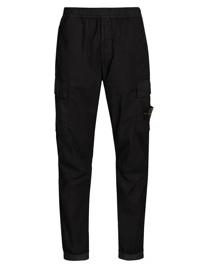 Men's Stretch Cotton Cargo Pants - Black