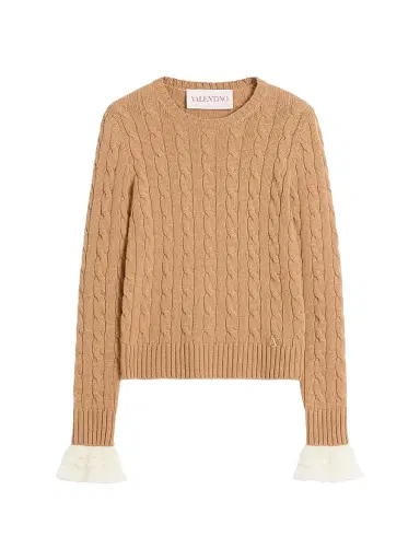 Valentino Garavani Women's Cashmere Sweater - Camel Ivory - Size XS | Thumbnail 1
