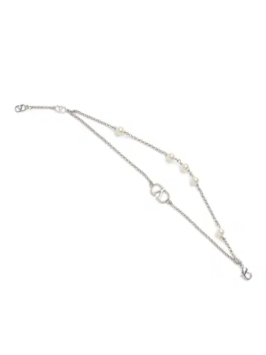 Valentino Garavani Women's VLogo Signature Metal Bracelet with Swarovski Pearls - Palladium | Thumbnail 4