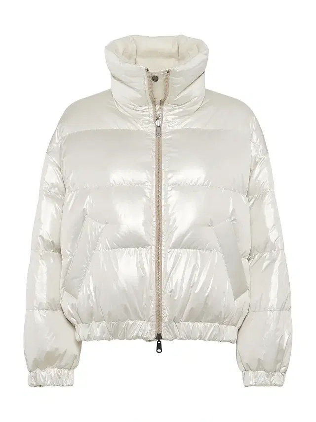 Women's Sparkling Canvas Down Jacket - Pearl White