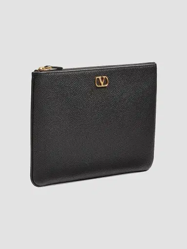 Valentino Garavani Women's VLogo Signature Grainy Calfskin Clutch Bag - Black | Thumbnail 2 Valentino Garavani Women's VLogo Signature Grainy Calfskin Clutch Bag - Black | Thumbnail 2