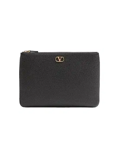 Valentino Garavani Women's VLogo Signature Grainy Calfskin Clutch Bag - Black | Thumbnail 1 Valentino Garavani Women's VLogo Signature Grainy Calfskin Clutch Bag - Black | Thumbnail 1