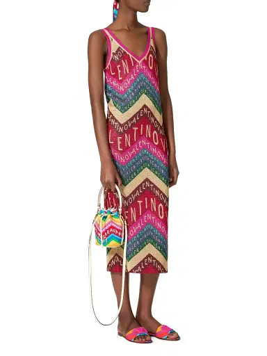 Valentino Garavani Women's Chevron Lurex Dress | Thumbnail 2