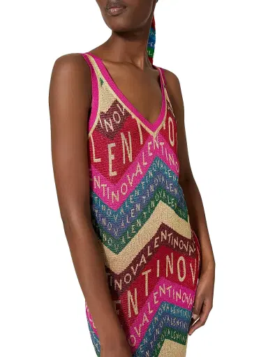 Valentino Garavani Women's Chevron Lurex Dress | Thumbnail 5