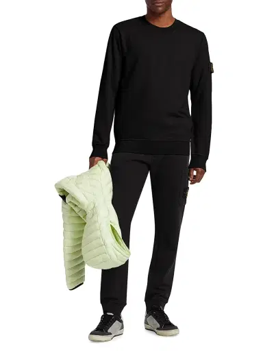 Stone Island Men's Cotton Crewneck Sweater - Black - Size Small | Thumbnail 2