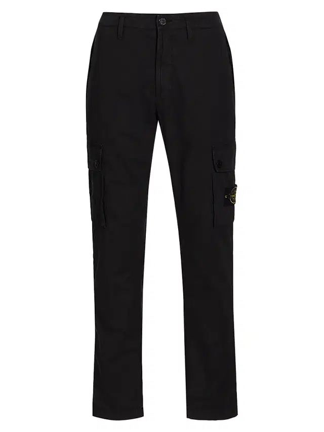 Men's Slim-Fit Cotton Cargo Pants - Black
