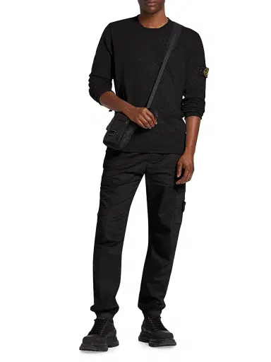 Stone Island Men's Stretch-Cotton Crewneck Sweater - Black - Size Small | Thumbnail 2 Stone Island Men's Stretch-Cotton Crewneck Sweater - Black - Size Small | Thumbnail 2