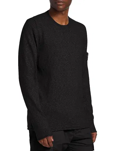 Stone Island Men's Stretch-Cotton Crewneck Sweater - Black - Size Small | Thumbnail 4 Stone Island Men's Stretch-Cotton Crewneck Sweater - Black - Size Small | Thumbnail 4