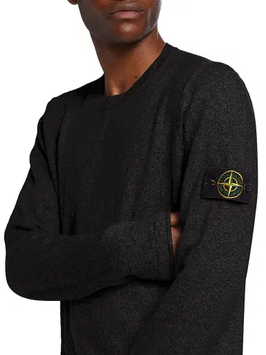 Stone Island Men's Stretch-Cotton Crewneck Sweater - Black - Size Small | Thumbnail 6 Stone Island Men's Stretch-Cotton Crewneck Sweater - Black - Size Small | Thumbnail 6