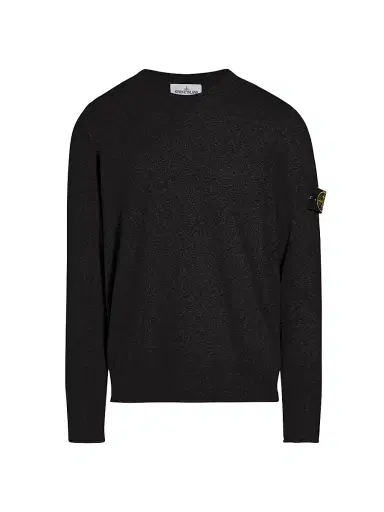 Stone Island Men's Stretch-Cotton Crewneck Sweater - Black - Size Small | Thumbnail 1 Stone Island Men's Stretch-Cotton Crewneck Sweater - Black - Size Small | Thumbnail 1