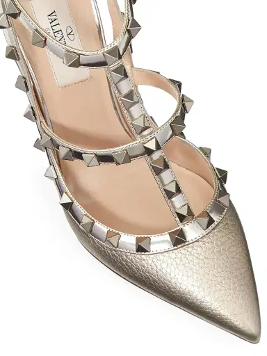 Valentino Garavani Women's Rockstud Ankle Strap Pumps 100 MM - Silver | Thumbnail 5 Valentino Garavani Women's Rockstud Ankle Strap Pumps 100 MM - Silver | Thumbnail 5