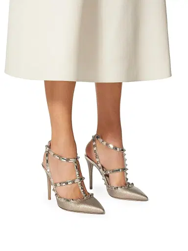 Valentino Garavani Women's Rockstud Ankle Strap Pumps 100 MM - Silver | Thumbnail 6 Valentino Garavani Women's Rockstud Ankle Strap Pumps 100 MM - Silver | Thumbnail 6