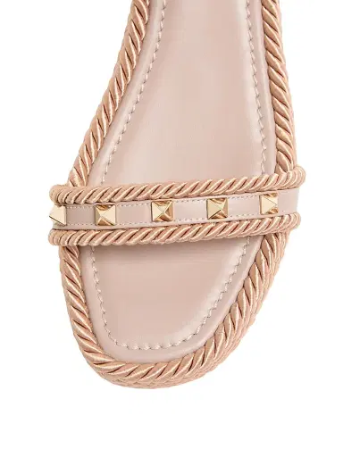 Valentino Garavani Women's Rockstud 45MM Flatform Sandals in Calfskin - Poudre - Size 5 | Thumbnail 5
