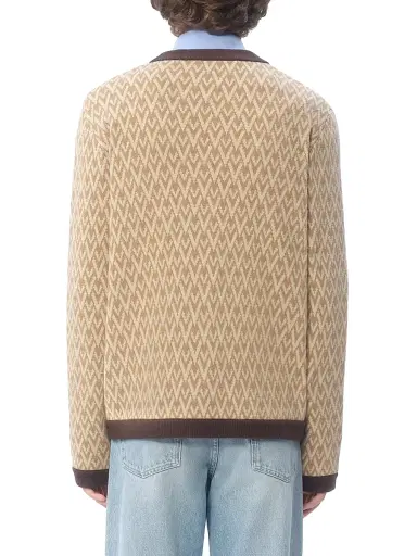 Valentino Garavani Men's Wool Cardigan with Toute La V Pattern | Thumbnail 4 Valentino Garavani Men's Wool Cardigan with Toute La V Pattern | Thumbnail 4