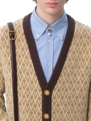 Valentino Garavani Men's Wool Cardigan with Toute La V Pattern | Thumbnail 5 Valentino Garavani Men's Wool Cardigan with Toute La V Pattern | Thumbnail 5