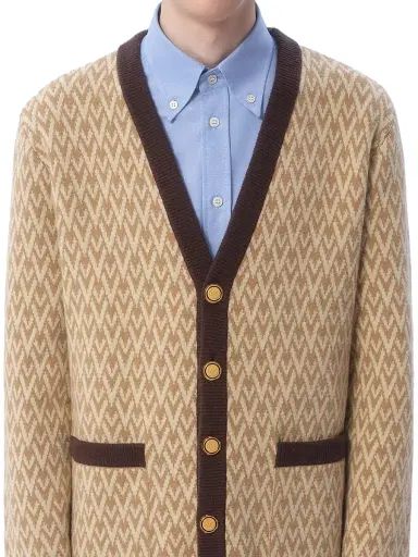 Valentino Garavani Men's Wool Cardigan with Toute La V Pattern | Thumbnail 6 Valentino Garavani Men's Wool Cardigan with Toute La V Pattern | Thumbnail 6