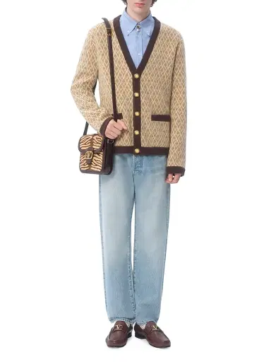 Valentino Garavani Men's Wool Cardigan with Toute La V Pattern | Thumbnail 8 Valentino Garavani Men's Wool Cardigan with Toute La V Pattern | Thumbnail 8