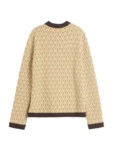 Valentino Garavani Men's Wool Cardigan with Toute La V Pattern | Thumbnail 1 Valentino Garavani Men's Wool Cardigan with Toute La V Pattern | Thumbnail 1