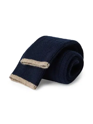 Brunello Cucinelli Men's Cashmere Rib Knit Socks - Navy Blue | Thumbnail 3 Brunello Cucinelli Men's Cashmere Rib Knit Socks - Navy Blue | Thumbnail 3