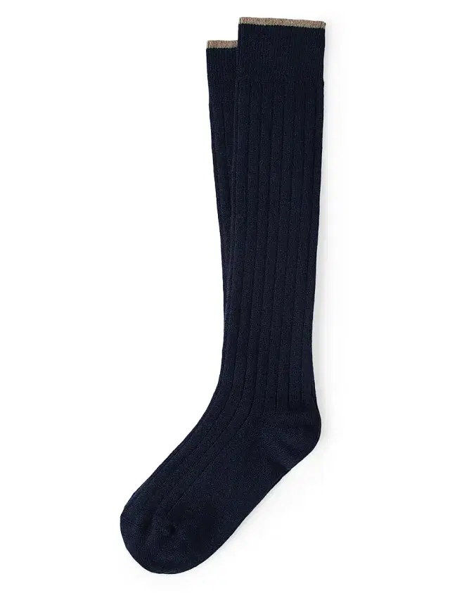 Men's Cashmere Rib Knit Socks - Navy Blue