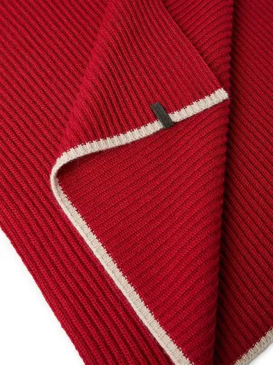 Brunello Cucinelli Women's Cashmere English Rib Knit Scarf with Monili - Red | Thumbnail 4 Brunello Cucinelli Women's Cashmere English Rib Knit Scarf with Monili - Red | Thumbnail 4