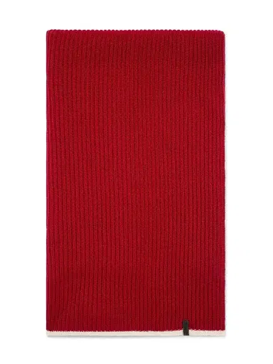 Brunello Cucinelli Women's Cashmere English Rib Knit Scarf with Monili - Red | Thumbnail 1 Brunello Cucinelli Women's Cashmere English Rib Knit Scarf with Monili - Red | Thumbnail 1