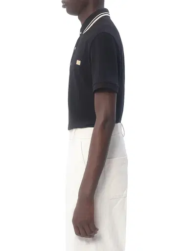 Valentino Garavani Men's Cotton Piqué Polo Shirt with VLogo Patch - Black - Size XS | Thumbnail 3